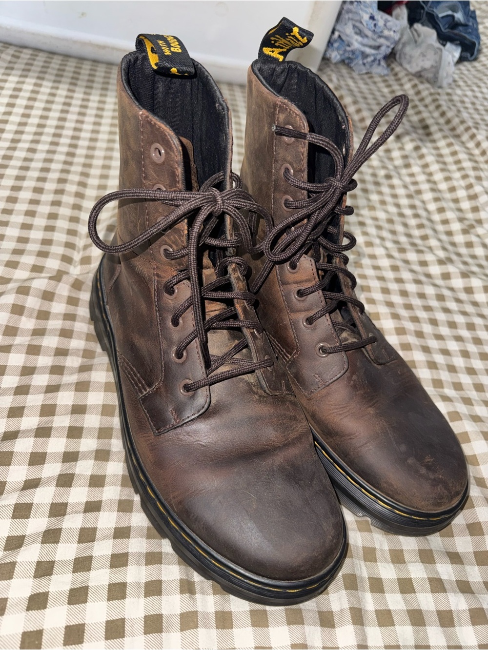 Dr. Martens Brown Leather Combat Boots - Men's